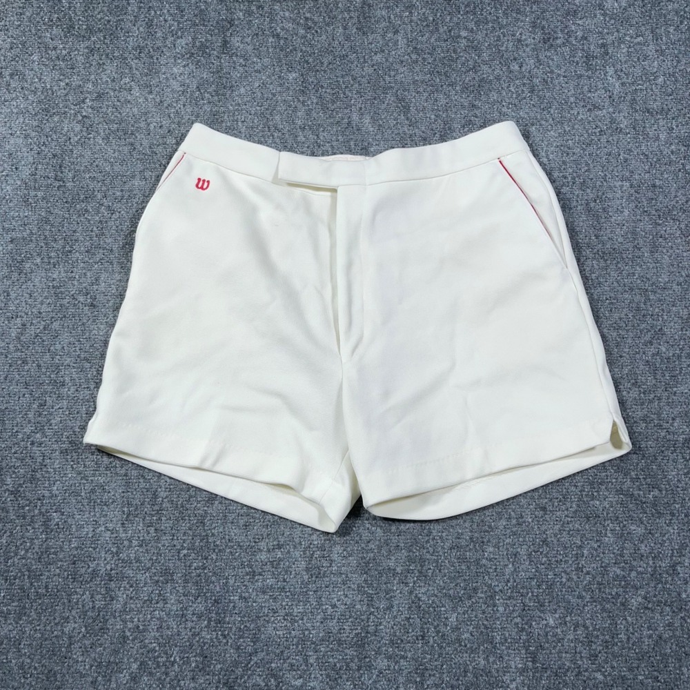 VTG 80's Wilson Tennis Gym Coach Shorts Mens 38 White Polyester USA Made